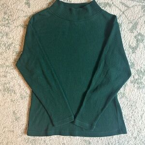 Vintage Emerald Green Ribbed Turtleneck Sweater